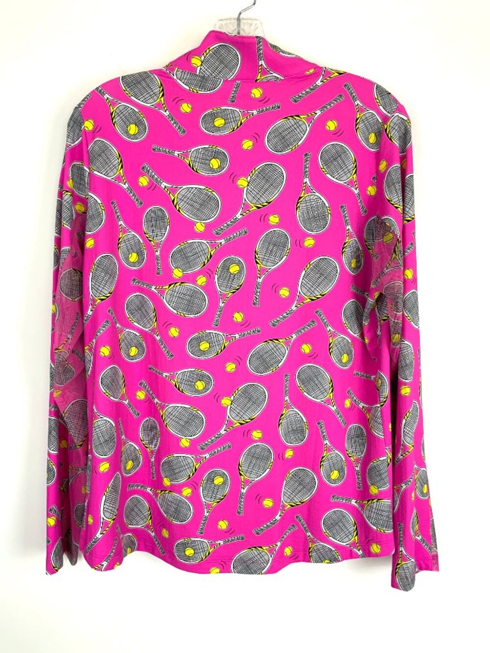 New Women's IBKUL Long Sleeve 1/4 Zip Tennis Top Venus Hot Pink Sz L - Picture 7 of 16